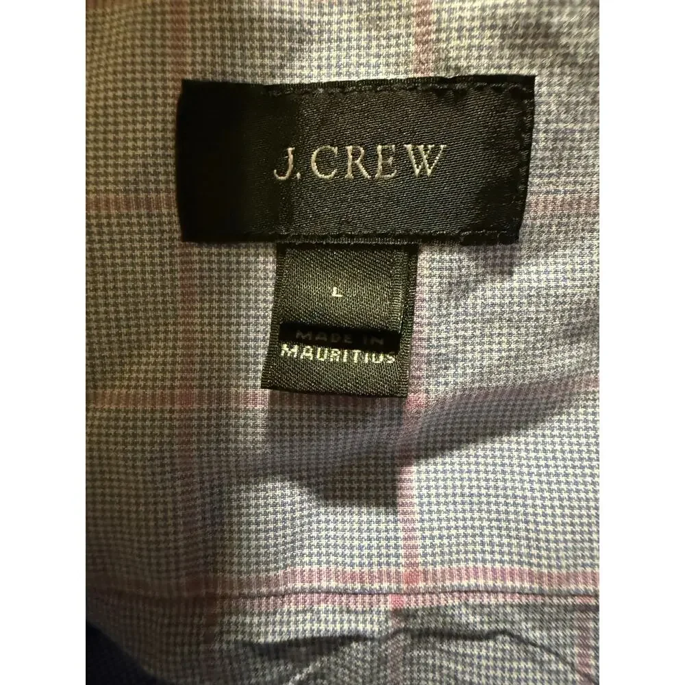 J.Crew Blue Red Plaid Check Button Down Long Sleeve Shirt, Cotton, Men's Large